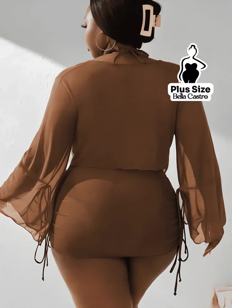 Conjunto de Biquíni com Saída de Praia Plus Size Conjunto de Biquíni com Saída de Praia Plus Size