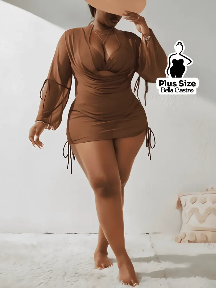 Conjunto de Biquíni com Saída de Praia Plus Size Conjunto de Biquíni com Saída de Praia Plus Size