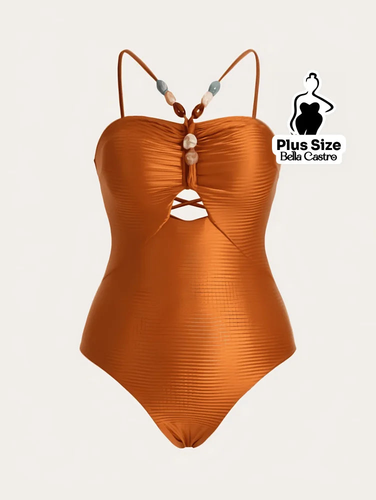 Conjunto de Maiô Elegante com Saída de Praia Plus Size Conjunto de Maiô Elegante com Saída de Praia Plus Size