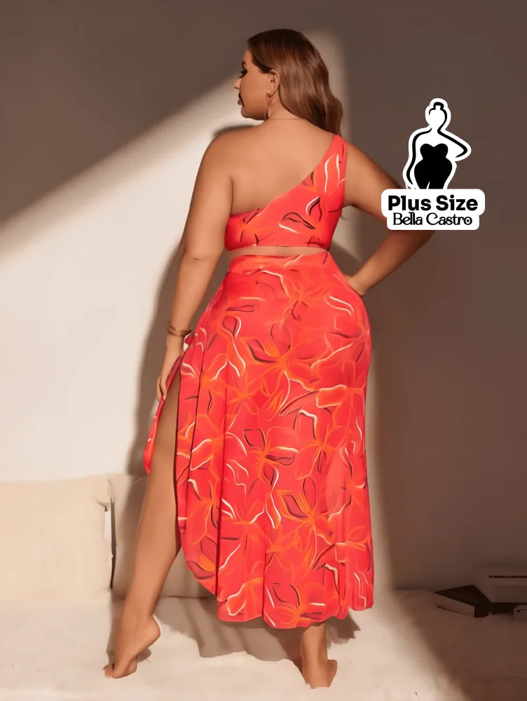 Conjunto Estampado com Cropped e Saia Longa Plus Size Conjunto Estampado com Cropped e Saia Longa Plus Size
